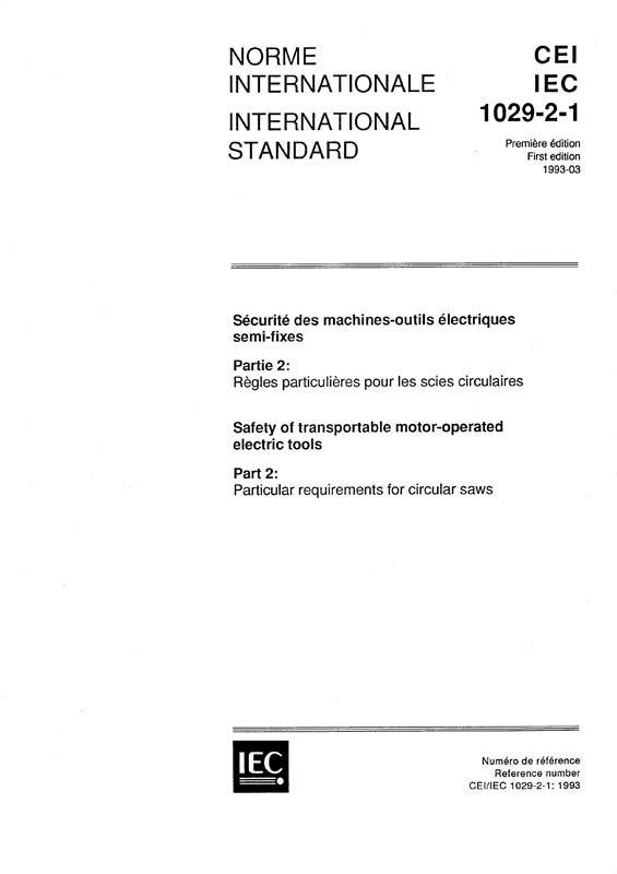 Cover IEC 61029-2-1:1993
